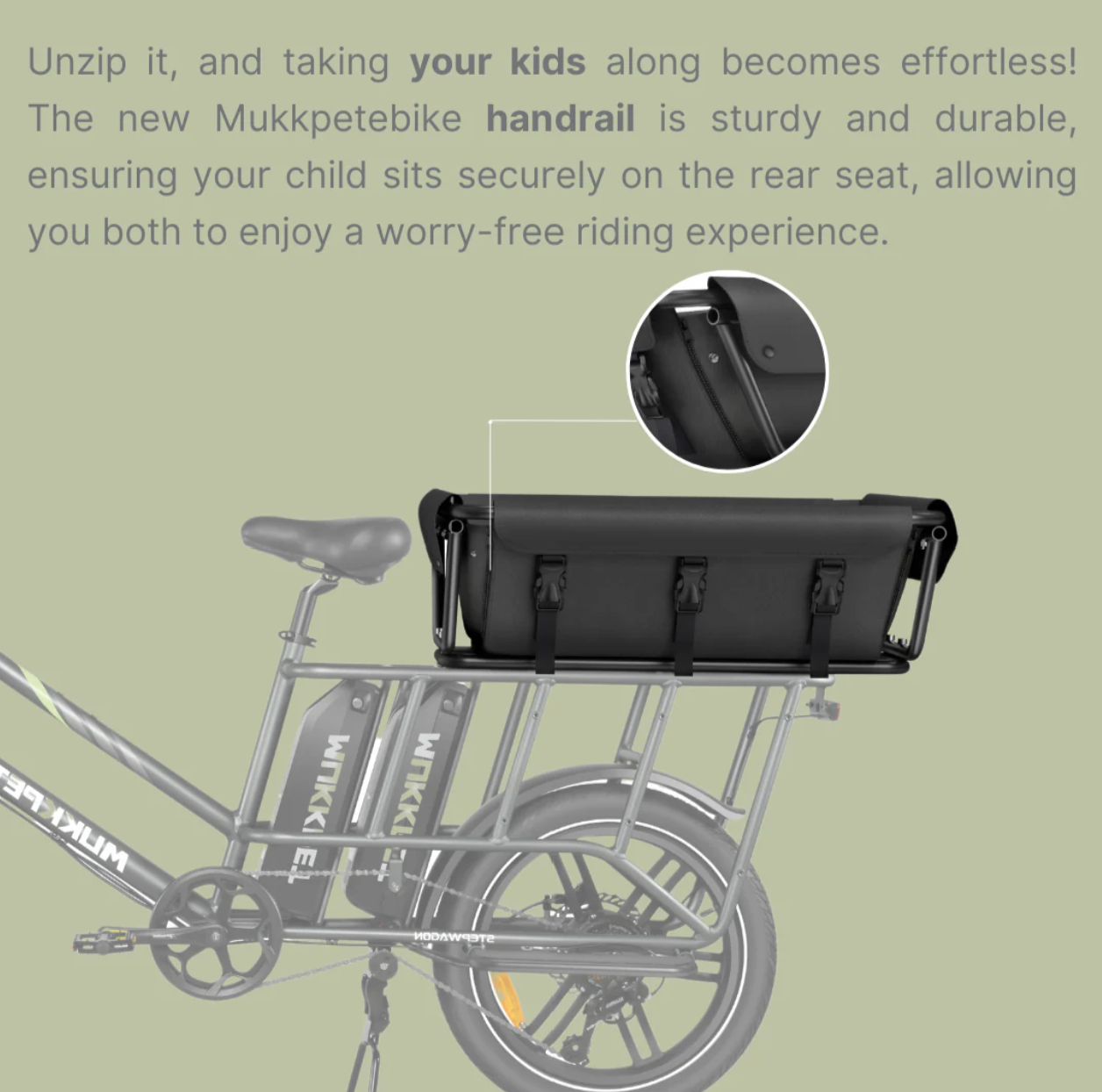 Back Basket or Handrail for Safely bringing the kids